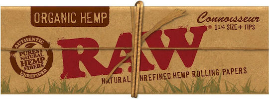 Raw Organic Hemp Листчета за свиване на цигари 1+1/4 с Тръбички 32 листове 1бр