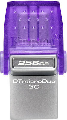 Kingston DataTraveler MicroDuo 3C 256GB USB 3.2 Stick mit Verbindung USB-A & USB-C Lila