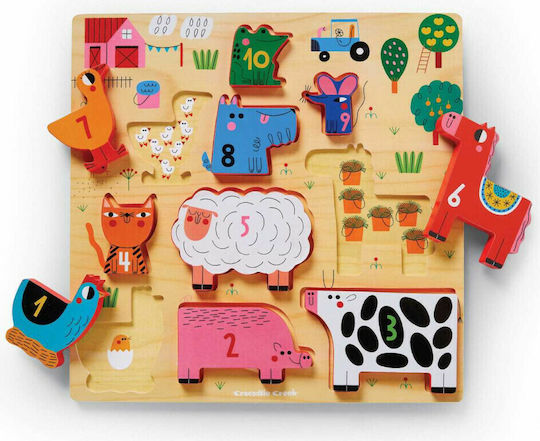 Wooden Kids Peg Puzzle for 2+ years+ Years 10pcs Crocodile Creek