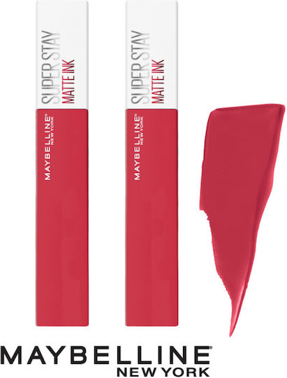 Maybelline Super Stay Matte Ink 2τμχ Σετ Υγρό Κραγιόν Matte 80 Ruler 5ml