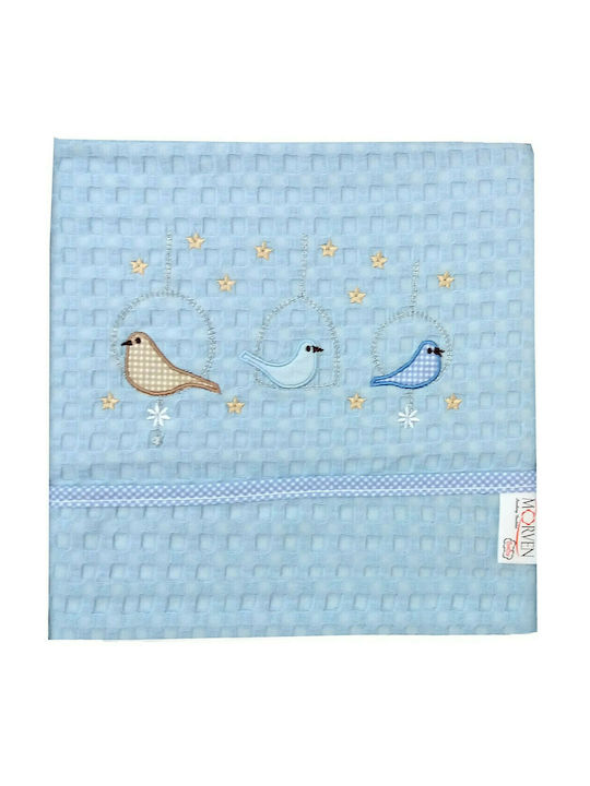 Morven Κουβέρτα Κούνιας Little Birds Πικέ Γαλάζια 100x150εκ.