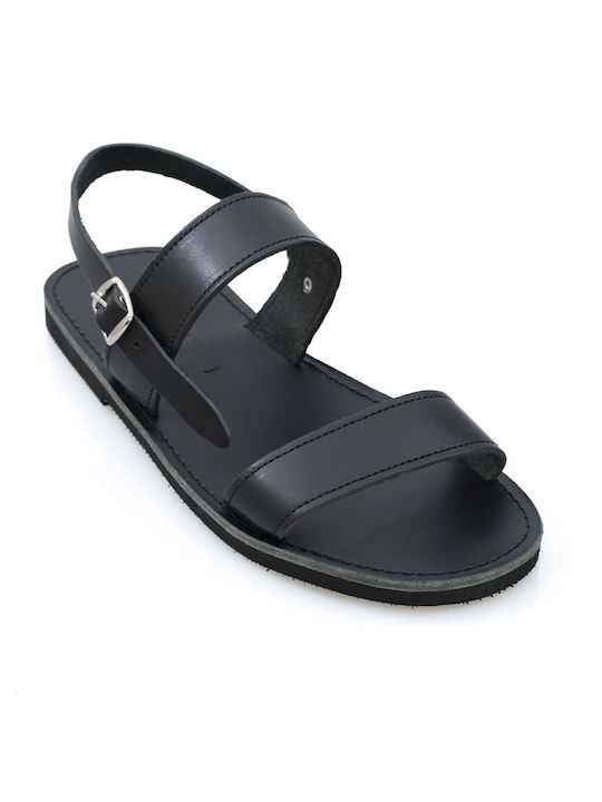 Men's Flat Sandals Climatsakis Wide Straps Black 217