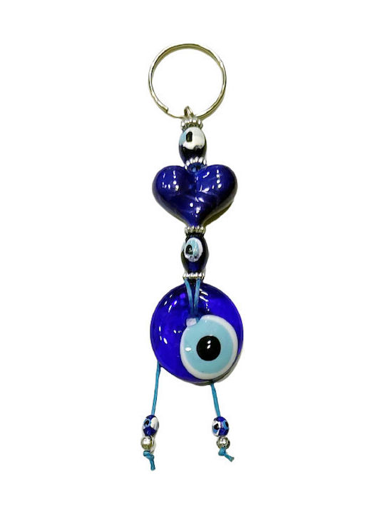 Kostibas Fashion Handmade Metallic Eye Keychain Blue