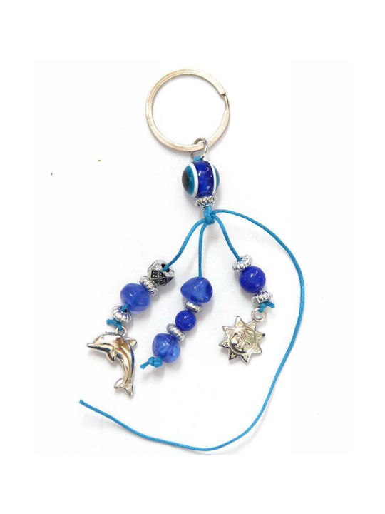 Handmade Keychain Metallic Eye Blue