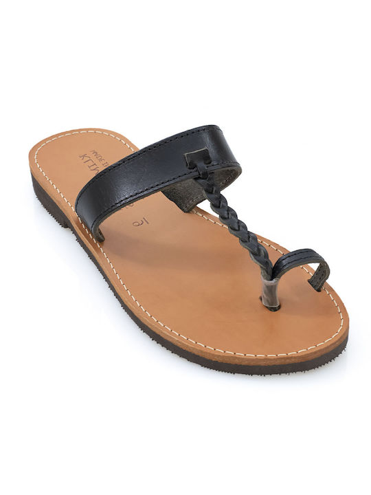 Women's sandals Climatsakis wide strap-finger sandals black 038