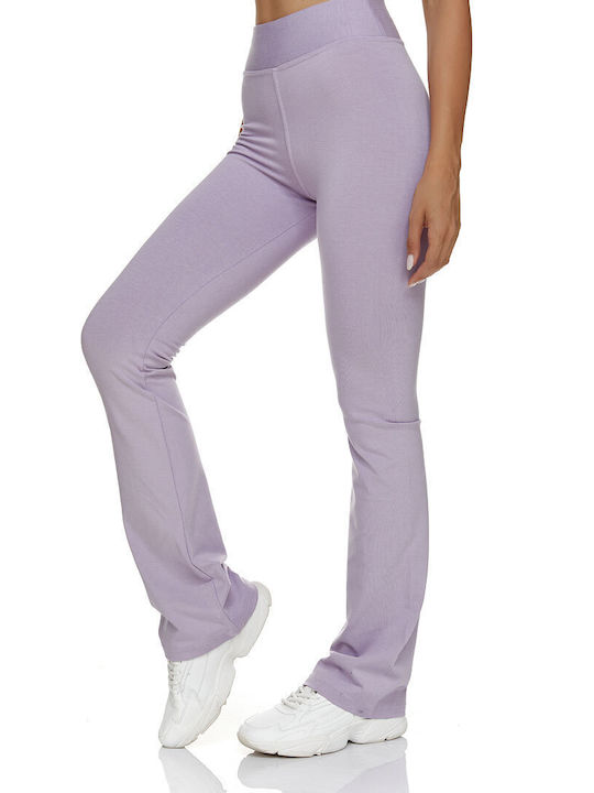 Bodymove Ψηλόμεσο Παντελόνι Γυναικείας Φόρμας Καμπάνα Lilac