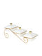 Keskor Metallic Dessert Divided Serving Tray with 3 Slots White-Gold 34x14x15cm