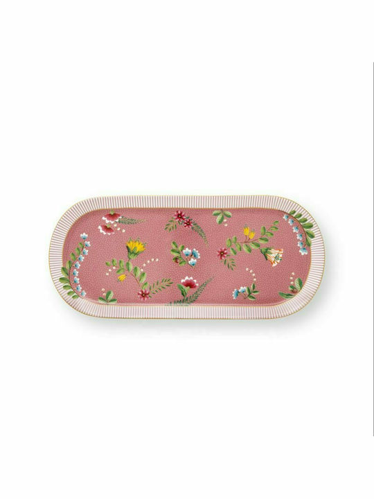 PiP Studio La Majorelle Oval Tray Porcelain In Pink Colour 33.3x15.5cm 1pcs