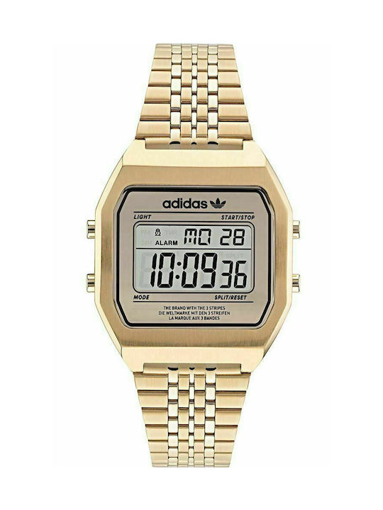 Adidas Digital Two Ψηφιακό Ρολόι Χρονογράφος με Μεταλλικό Μπρασελέ σε Χρυσό  χρώμα AOST22074
