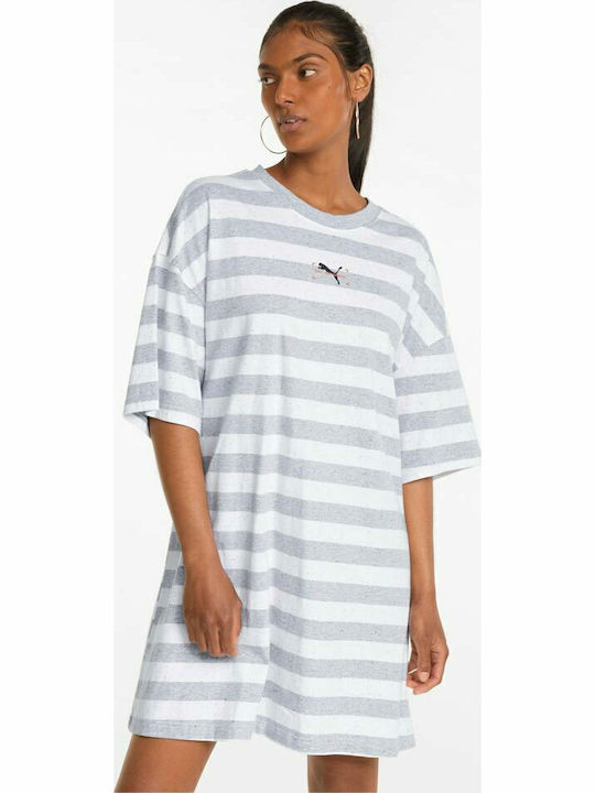 Καλοκαιρινό Mini Αθλητικό Φόρεμα T-shirt Κοντομάνικο Γκρι