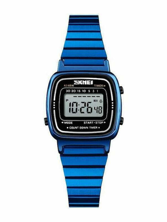 Skmei Digital Women's Watch Chronograph with Blue Metal Bracelet