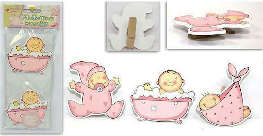 Next Wood Decorative Element for Wedding Favors Pink Decorative Baptism Pink 2pcs 2pcs