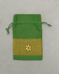 Pennie Pouch for Wedding Favors Green Yuta with Beaded Embroidery 15x25cm.