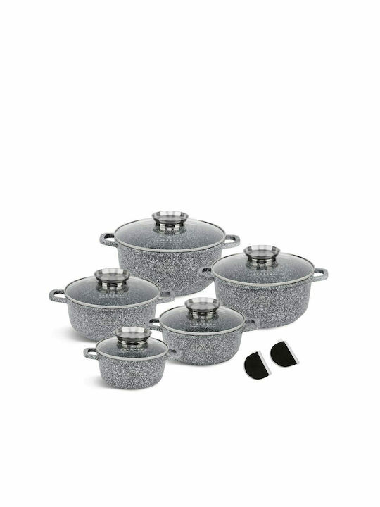 Edenberg Pots Set of Cast Aluminum with Non-stick Coating Grey 10pcs