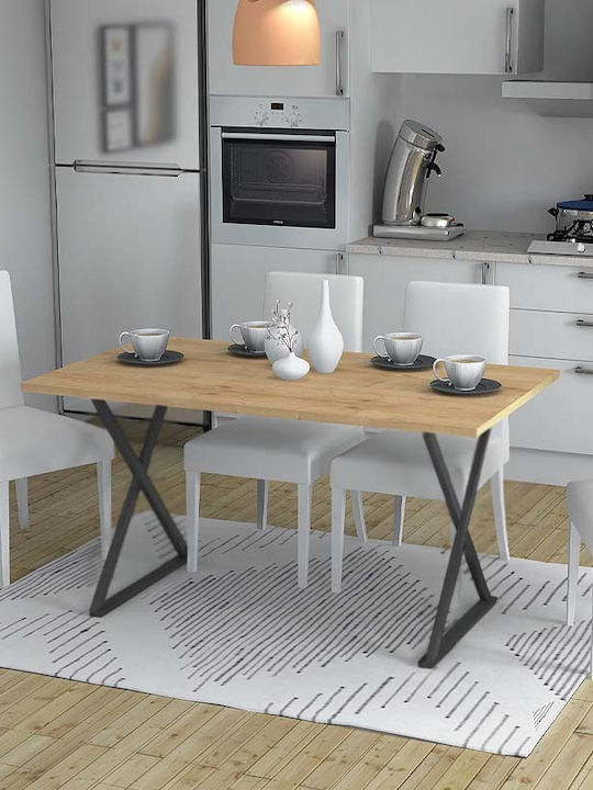 Bette Table Kitchen Wooden with Metal Frame Sonoma / Anthracite 140x80x76cm