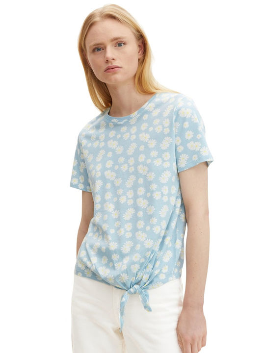 Tom Tailor Women's T-shirt Floral Light Blue