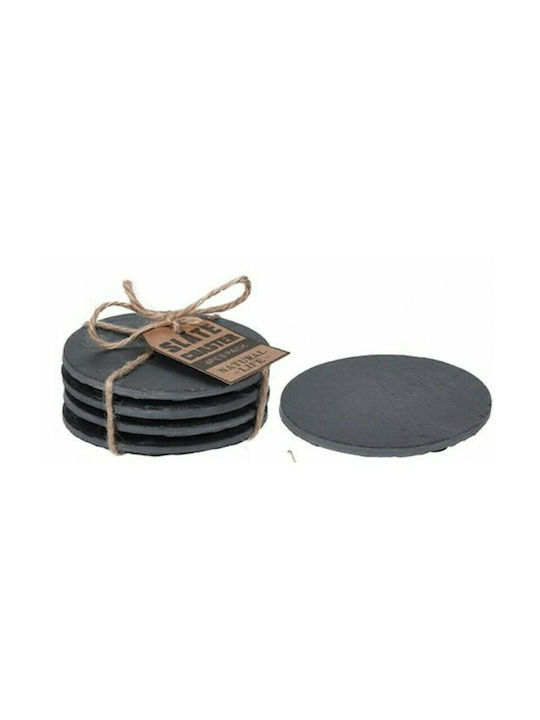 JK Home Decoration Round Stone Gray Coasters 10cm 4pcs
