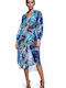 Bluepoint Tropical Chaos Feminin Lung Caftan de Plajă Albastru