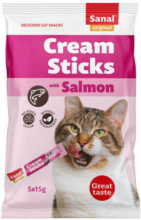 Sanal Cat Cream Salmon Treats with Salmon for Adult Cats 5pcs 15gr