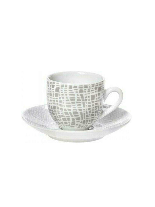 Cryspo Trio Fashion Porcelain Coffee Cup Set 100ml White-Grey