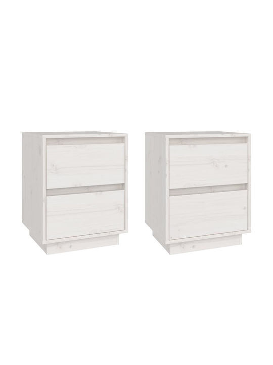 Bedside Tables of Solid Wood 2pcs White 40x35x50cm