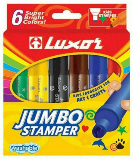 Luxor Jumbo Stamper Μαρκαδόροι Ζωγραφικής Χονδροί, Πλενόμενοι Σετ 6 χρώματα