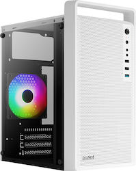 Aerocool CS-109 Gaming Mini Tower Κουτί Υπολογιστή με Πλαϊνό Παράθυρο και RGB Φωτισμό Λευκό