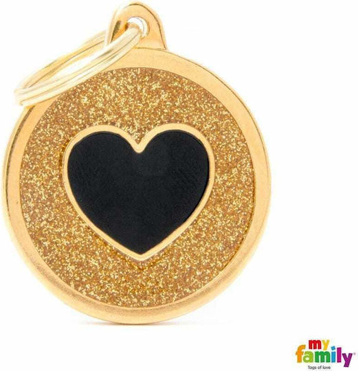 My Family Shine Hundetätoheit Herz Schwarze Metall Große Personalisierung Gold/Schwarz