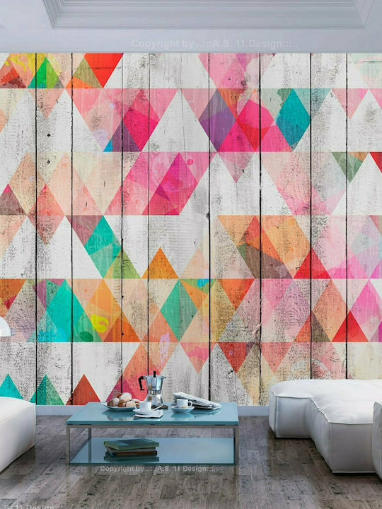 Wall Mural Rainbow Triangles Fabric 300x210cm