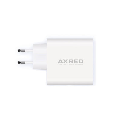 Ladegerät ohne Kabel mit 2 USB-A Anschlüsse und USB-C Anschluss 65W Stromlieferung Weißs (AXRAX65W)