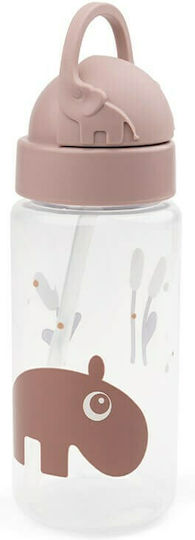 Done by Deer Ozzo Powder Pink Kids Water Bottle Plastic with Straw Non Spill Ozzo Powder 350ml
