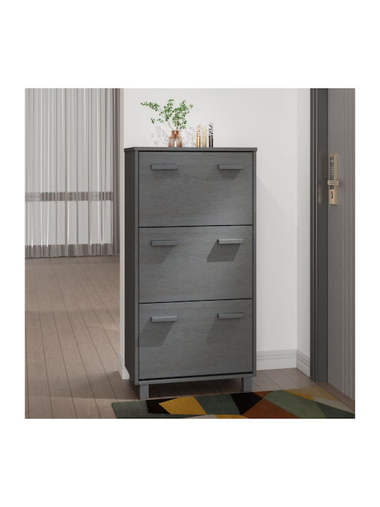 Wooden Shoe Organizer with 3 Shelves Dark Grey ...