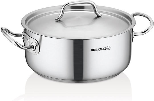 Korkmaz Proline Gastro Ανοξείδωτο Πλασωτέ Χωρητικότητας 25lt με Διάμετρο 40εκ. και Ύψος 20εκ.