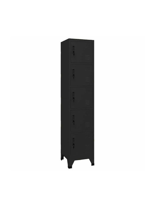Locker Metal with 5 Cabinets Black 38x40x180cm