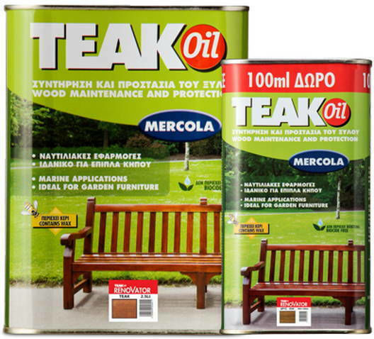 Mercola Teak Oil Renovator Ulei de teak Baza solventă Stejar Matt 2.5lt