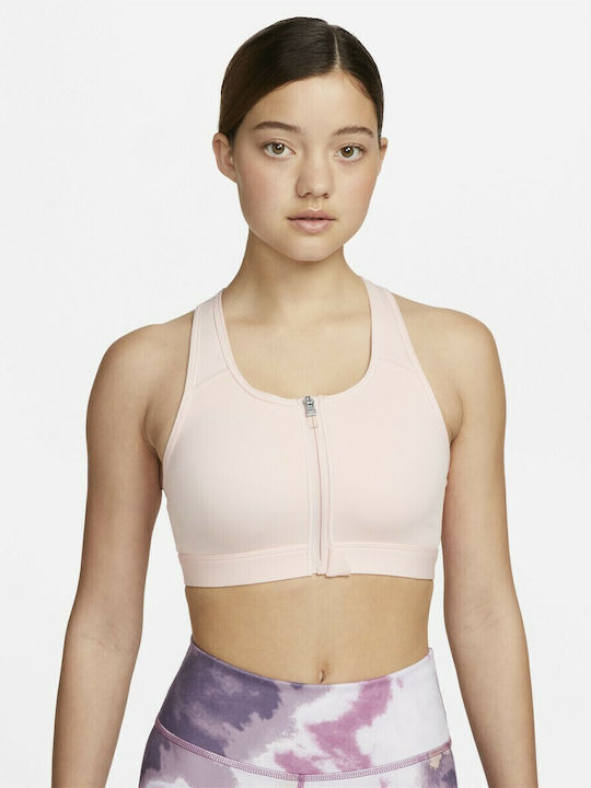 Dri-Fit Swoosh Women's Athletic Sports Bra Pink with Removable Padding