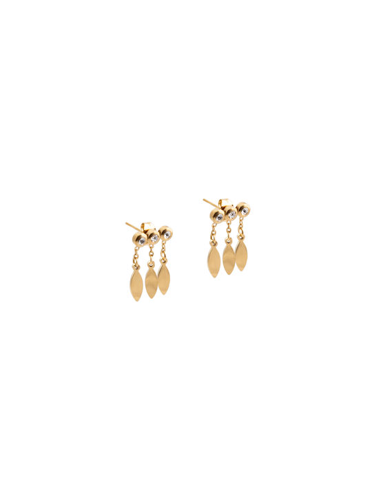 Gold Plated Steel Earrings Pendant with White Zirconia code 103163