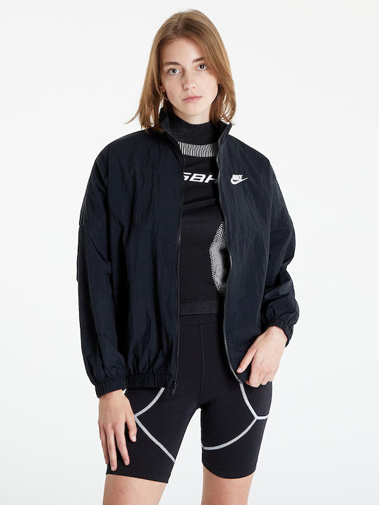 Nike Κοντό Γυναικείο Puffer Μπουφάν για Χειμώνα Μαύρο