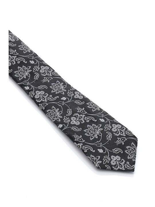 Men's Tie Synthetic Printed In Black Colour