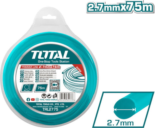 Total Round Brush Cutter Trimmer Line 2.7mm 75m TRL2775