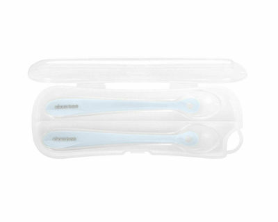 Kikka Boo Baby Set with Spoons Flexible 2 Case made of Silicone in Case for 4+ months Blue 2pcs