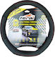 Feral Car Steering Wheel Cover Serius D with Diameter 38cm made of Leatherette Black with Black Stitching