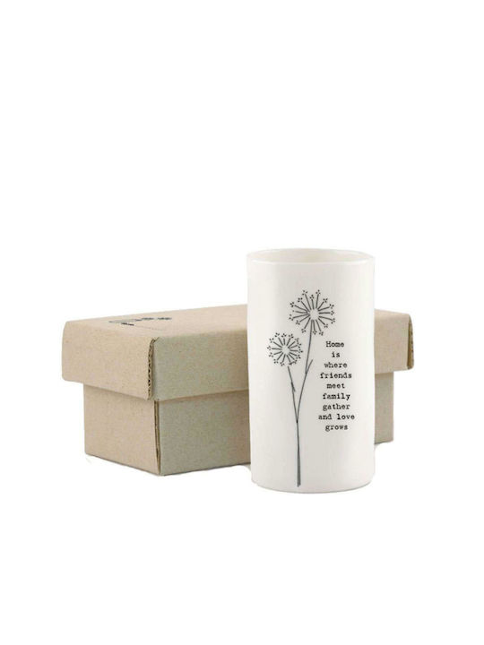 Synchronia Decorative Vase Porcelain Home Is Where Friends Meet White 5x5xH9cm