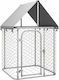 vidaXL Park Dog with Shelter made of Metal in Silver Color 100 x 100 x 150cm