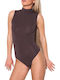 Bodysuit pentru femei Pulover cu guler înalt Maro