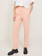 Women's High-waisted Fabric Trousers with Elastic Regular Fit Tropical Peach