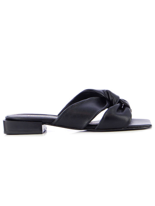Fratelli Petridi Leather Women's Flat Sandals In Black Colour