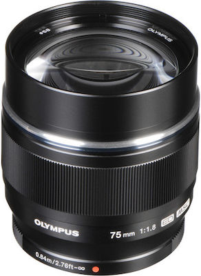 Olympus Crop Camera Lens M.Zuiko Digital ED 75mm F1:8 Telephoto for Micro Four Thirds (MFT) Mount Black