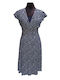 Kleid Stretch-Viskose Feine Blumen 6130 Blau Weiß