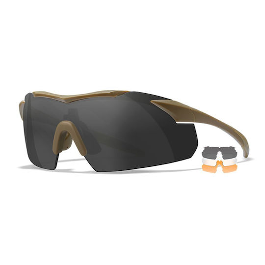 Wiley X Shooting Glasses WX Vapor Set of 3 Lenses with UV Protection & Anti-Scratch Coating Brown